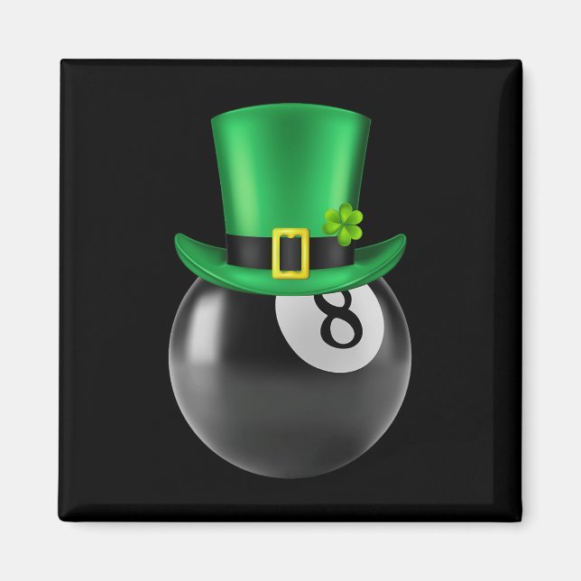 8 Ball Pool Billiards Lover St Paddys Day Leprecha Magnet (Front)