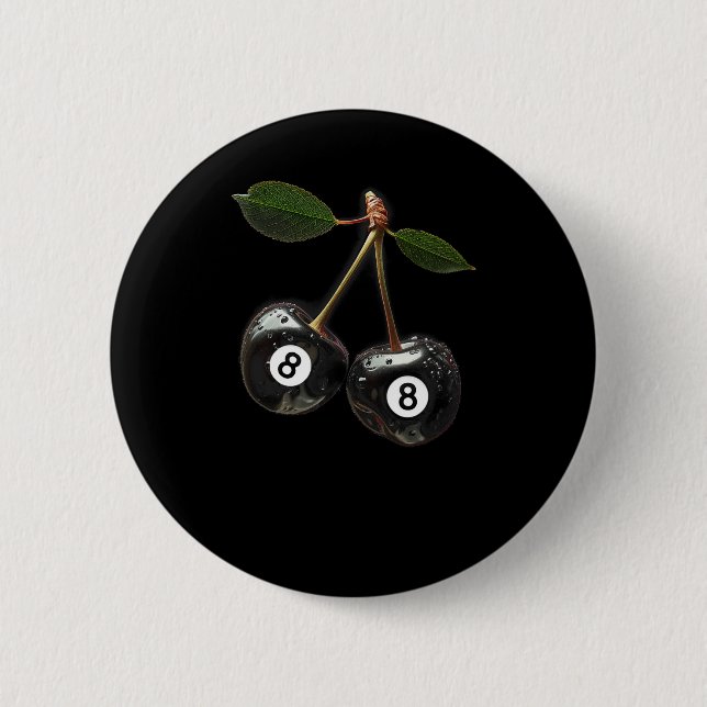 8 Ball Pool Billiards Player Cherries  Button (Front)