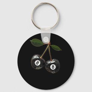 8 Ball Pool Billiards Player Cherries Keychain
