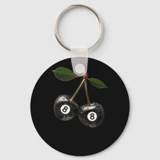 8 Ball Pool Billiards Player Cherries  Keychain