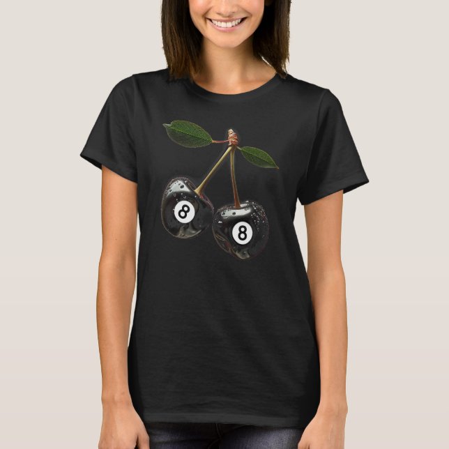 8 Ball Pool Billiards Player Cherries  T-Shirt (Front)