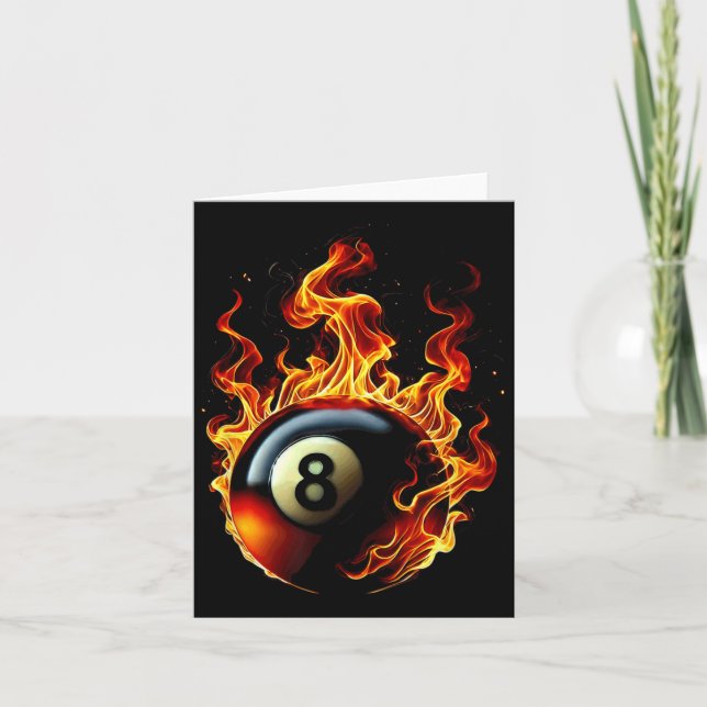 8 Ball Pool Billiards Player Flame  Card (Front)