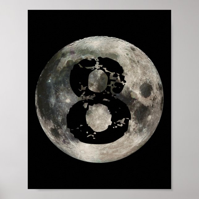 8 Ball Pool Billiards Player Full Moon  Poster (Front)