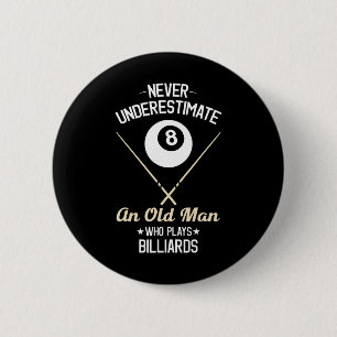 8 Ball Pool Funny Billiards Player Lover Dad Gifts Button