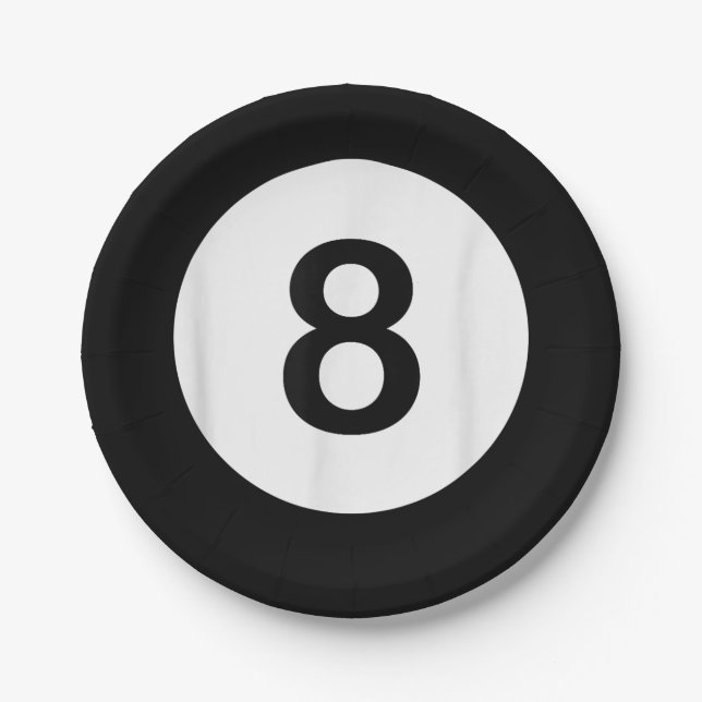 8 Ball Pool Hall Tees, Shark Lover Gift Paper Plates (Front)