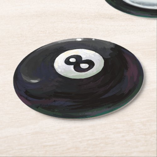 8 Ball Round Paper Coaster