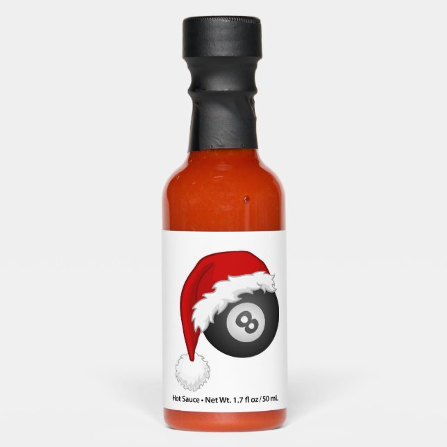 8 Ball Santa hat Funny christmas billiards snooker Hot Sauces (Front)