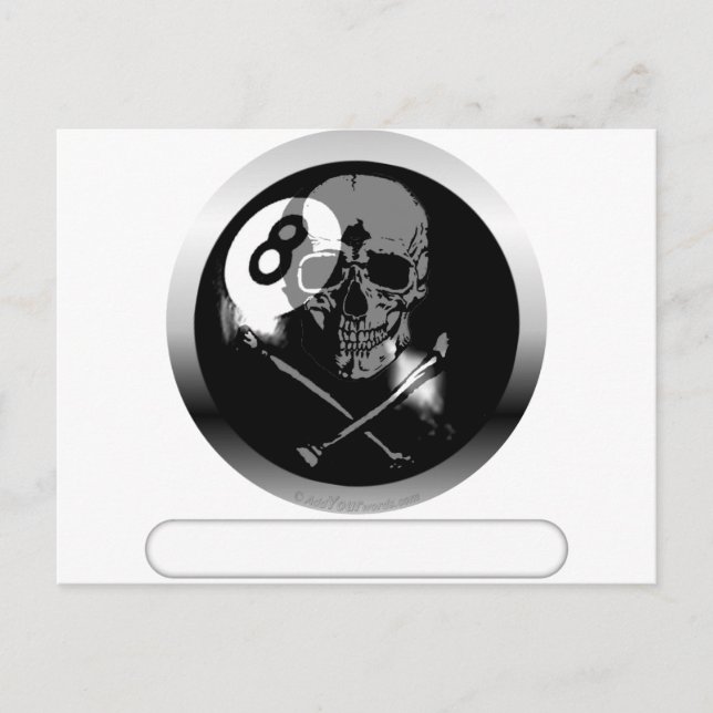 8 Ball Skull and Crossbones Postcard (Front)