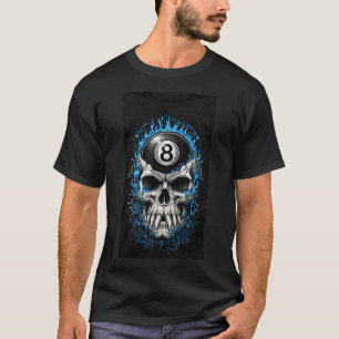 8 Ball Skull — Blue Flame Billiards T-Shirt