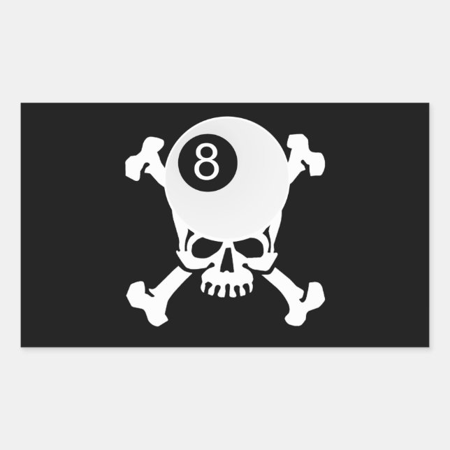 8 ball skull rectangular sticker (Front)
