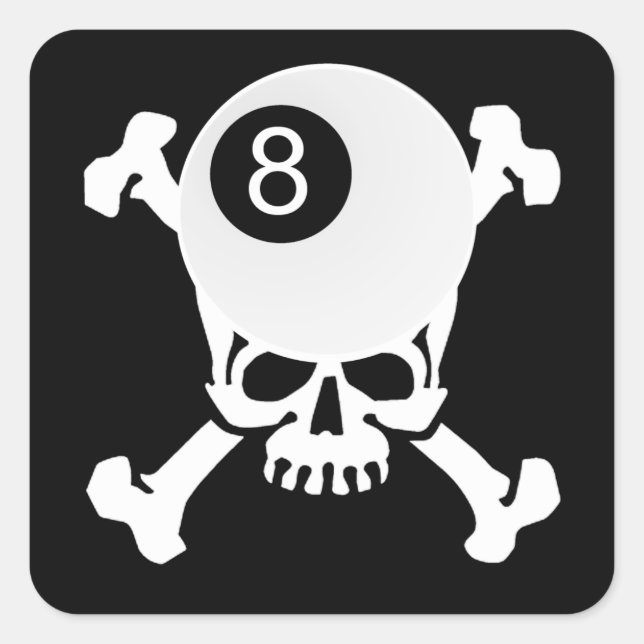 8 ball skull square sticker (Front)