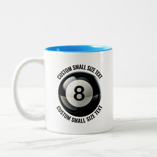 8 Ball & Small Text LIGHT BLUE 11oz Custom Two-Tone Coffee Mug (Left)