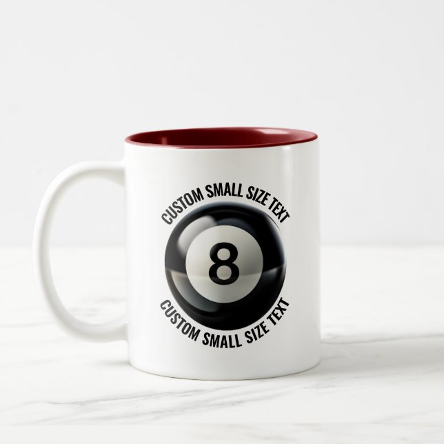 8 Ball & Small Text MAROON 11oz Custom Two-Tone Coffee Mug (Left)