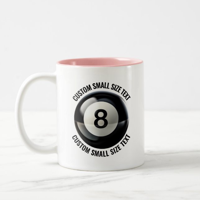 8 Ball & Small Text PINK 11oz Custom Two-Tone Coffee Mug (Left)