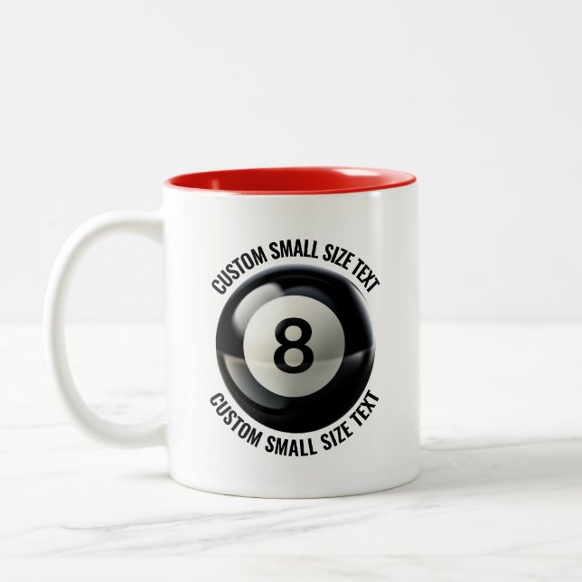 8 Ball & Small Text RED 11oz Custom Two-Tone Coffee Mug (Left)