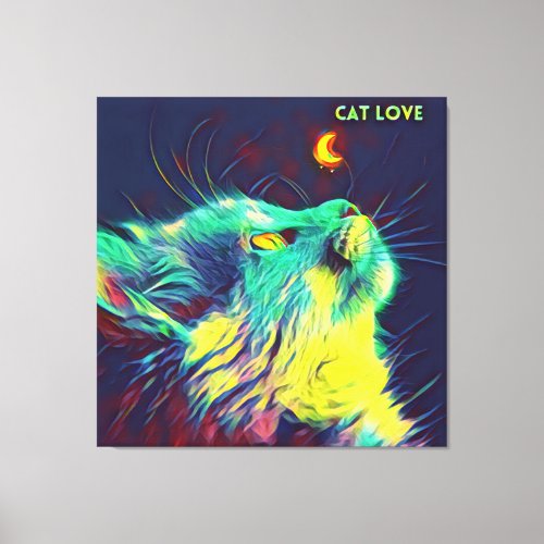 8 Beautiful cute cool colorful lovely cat  Canvas Print