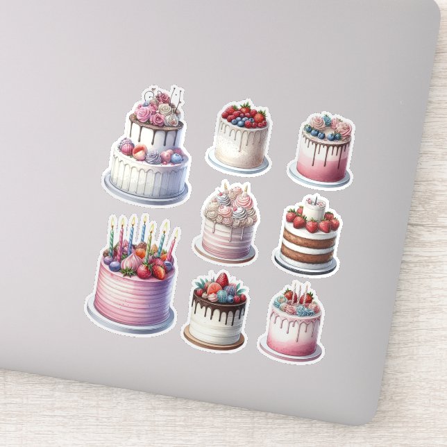 8 Birthday Cakes Sticker (Detail)