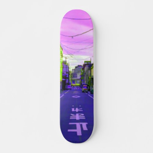 8 Bit 16 Bit Retro Art Pixel in Tokio Tokyo Style Skateboard