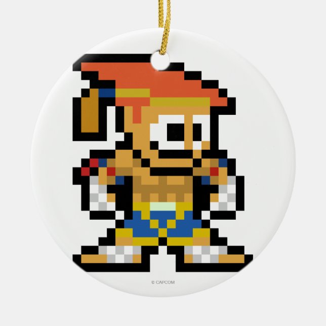 8-Bit Adon Ceramic Ornament (Front)
