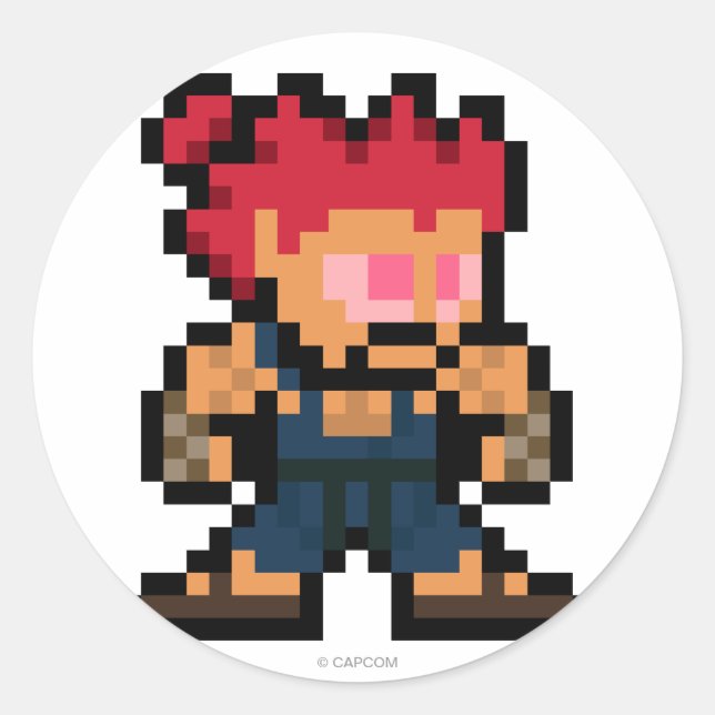 8-Bit Akuma Classic Round Sticker (Front)