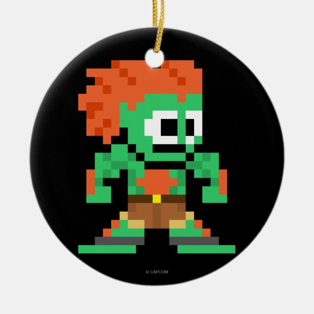8-Bit Blanka Ceramic Ornament (Front)