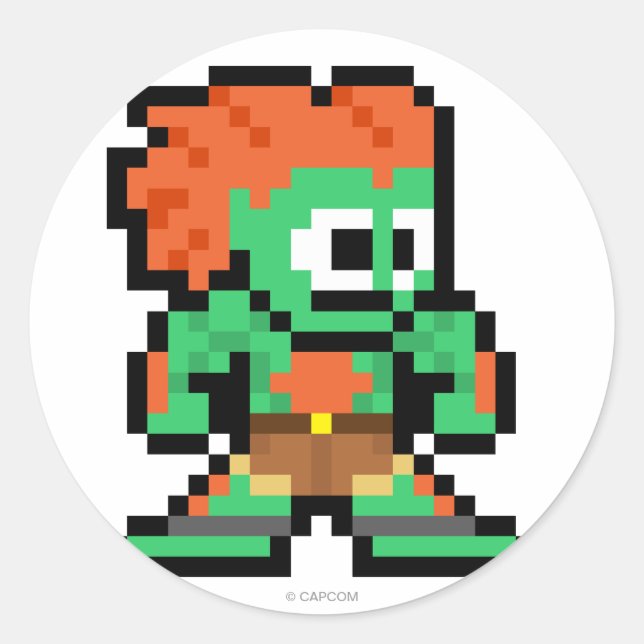 8-Bit Blanka Classic Round Sticker (Front)