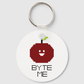8-Bit Byte Me Cute Apple Pixel Art Keychain