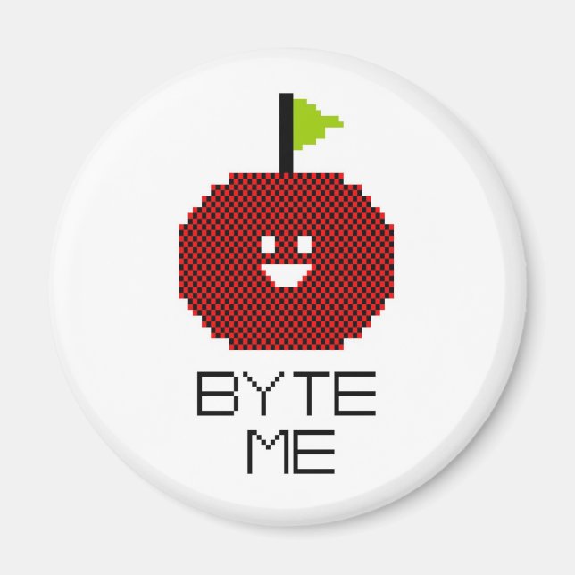 8-Bit Byte Me Cute Apple Pixel Art Magnet (Front)