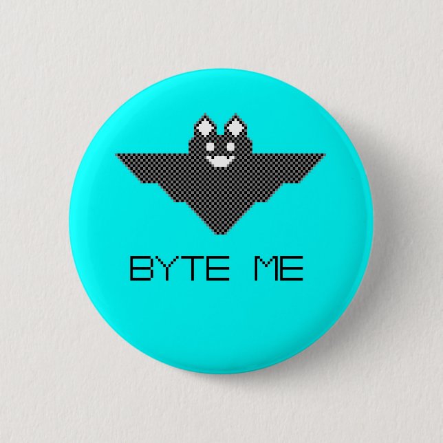 8-Bit Byte Me Cute Vampire Bat  Pixel Art Pinback Button (Front)