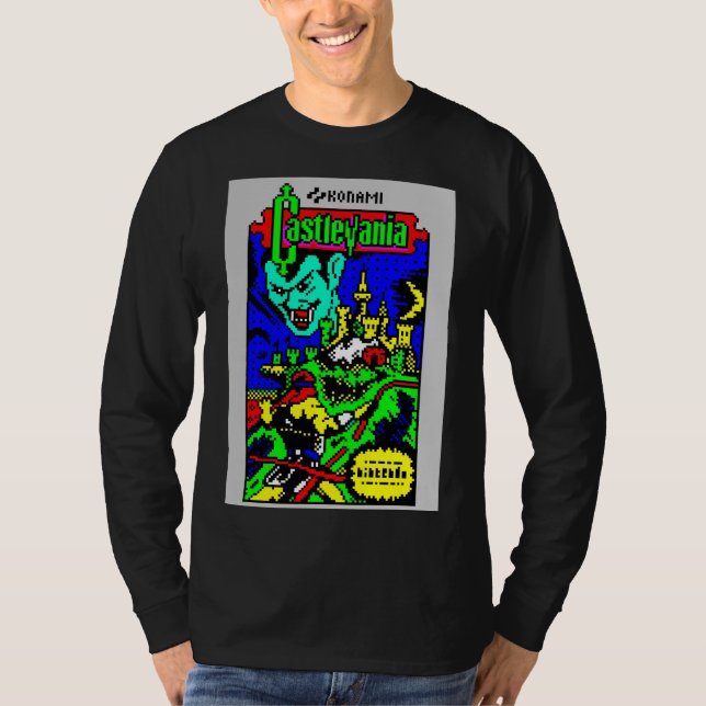 8 bit ceefax style Castlevania Nes game design T-Shirt (Front)