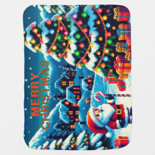 8 bit Christmas tree & Santa Baby Blanket