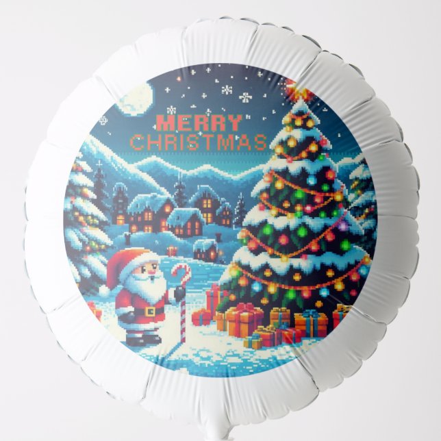 8 bit Christmas tree & Santa Balloon (Front)