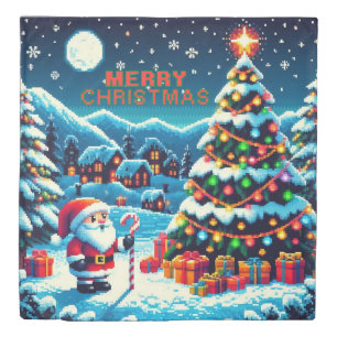 8 bit Christmas tree & Santa Duvet Cover