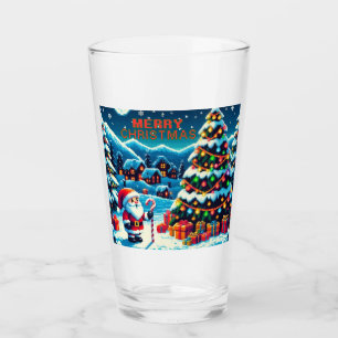 8 bit Christmas tree & Santa Glass