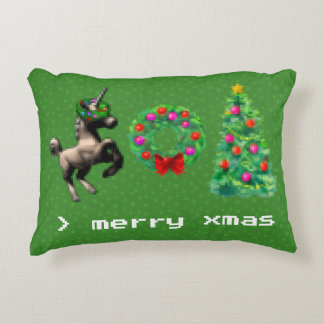 "8-Bit Christmas" Xmas Accent Pillow (Green)