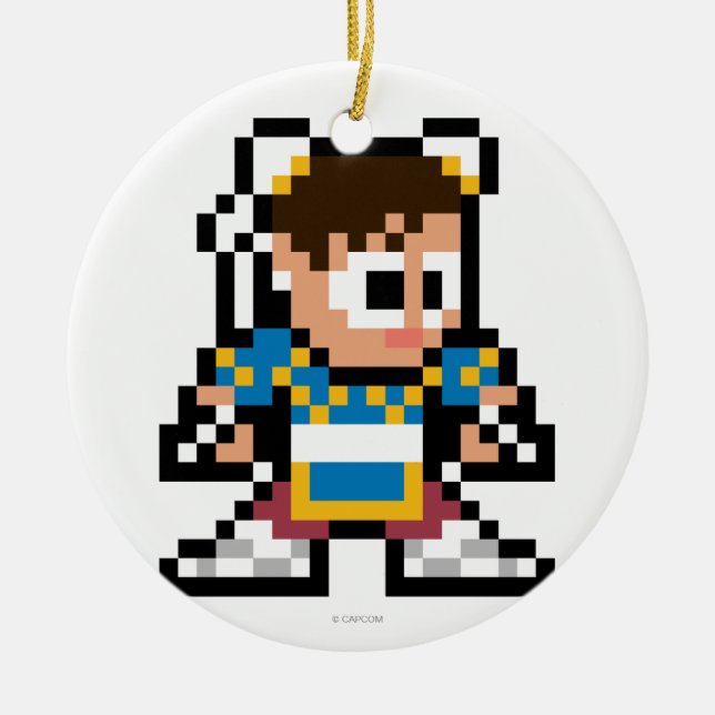 8-Bit Chun-Li Ceramic Ornament (Front)