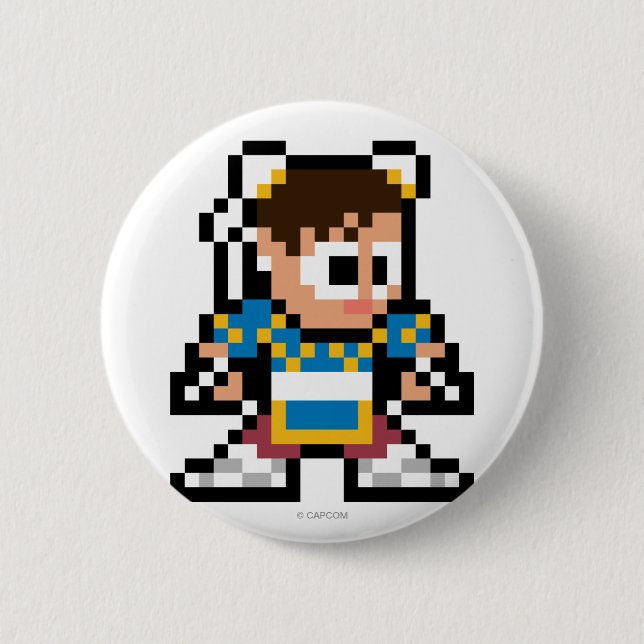 8-Bit Chun-Li Pinback Button (Front)