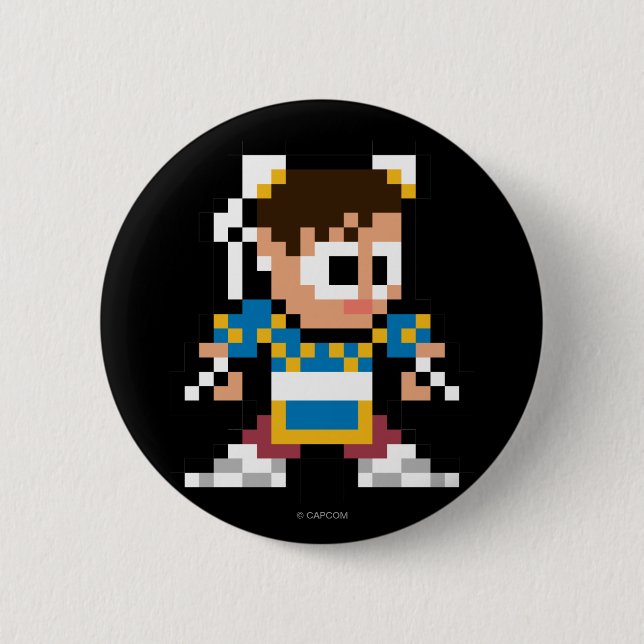 8-Bit Chun-Li Pinback Button (Front)