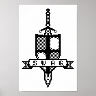 8-Bit Coat Of Arms Swag Sword Pixel Art Poster