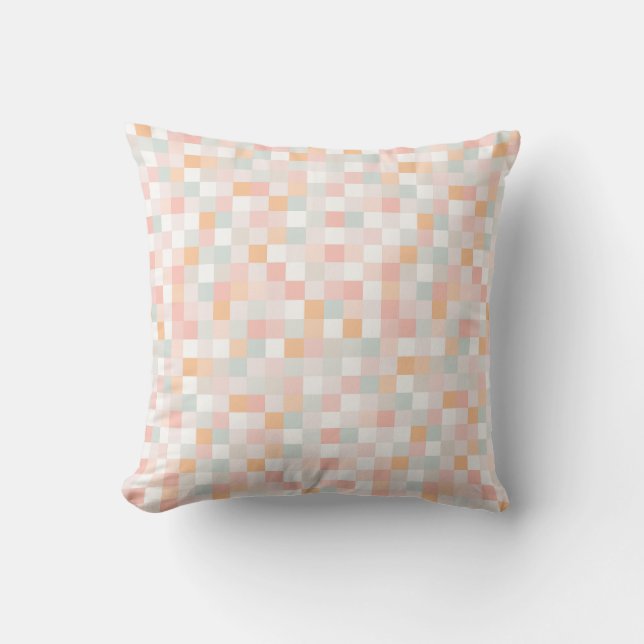 8-Bit Computer Game Pixel Rainbow Block Throw Pillow (Front)