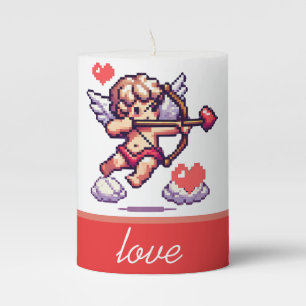 8 bit Cupid Valentine's day cartoon Pillar Candle