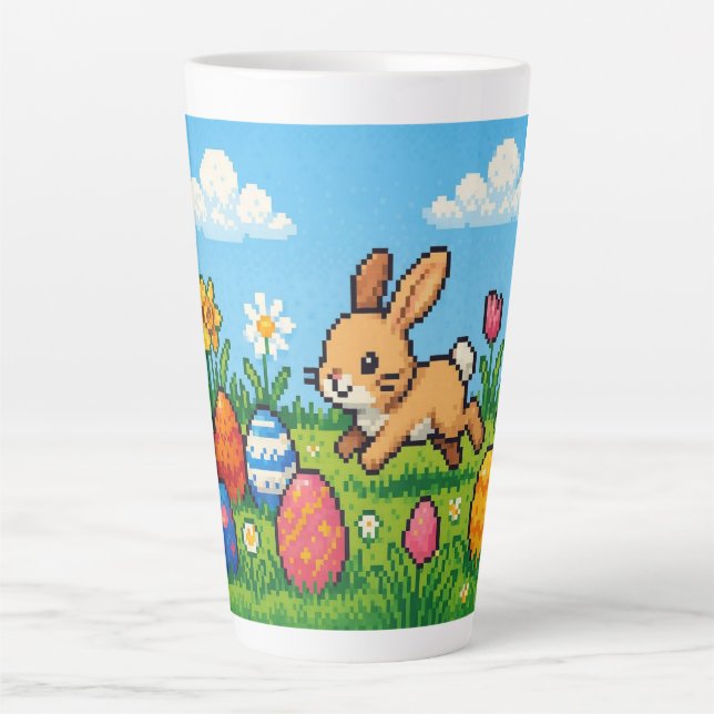 8 bit cute Easter bunny/rabbit Latte Mug (Front)
