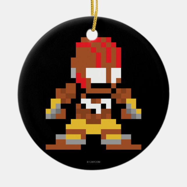 8-Bit Dhalsim Ceramic Ornament (Front)