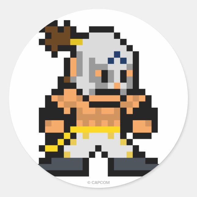 8-Bit El Fuerte Classic Round Sticker (Front)