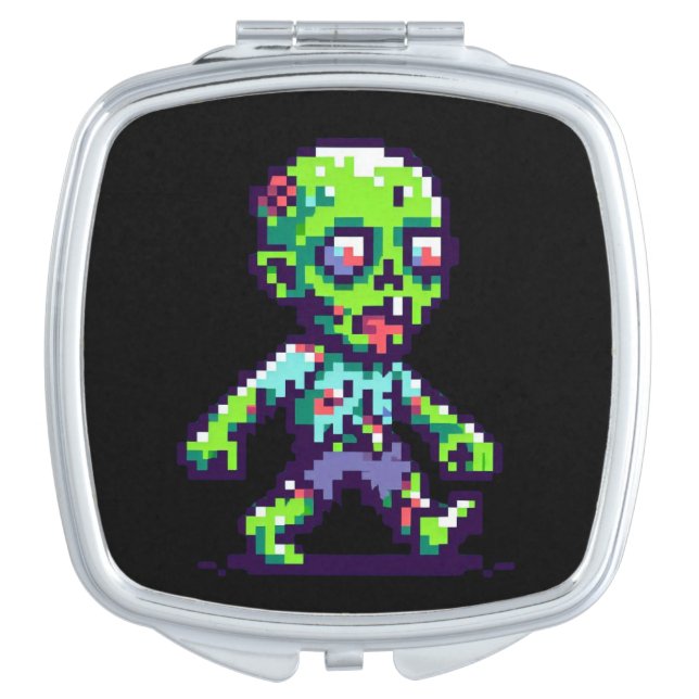 8-bit funny zombie Halloween  Compact Mirror (Front)