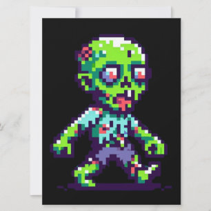 8-bit funny zombie Halloween Holiday Card