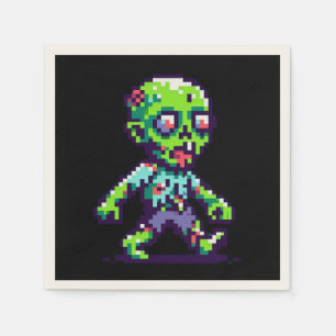 8-bit funny zombie Halloween Napkins