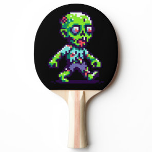 8-bit funny zombie Halloween  Ping Pong Paddle