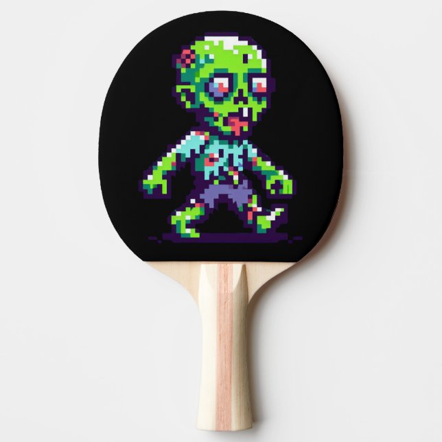 8-bit funny zombie Halloween  Ping Pong Paddle (Front)