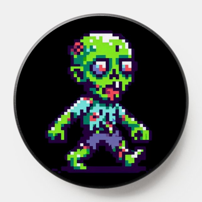 8-bit funny zombie Halloween  PopSocket (Popsocket)